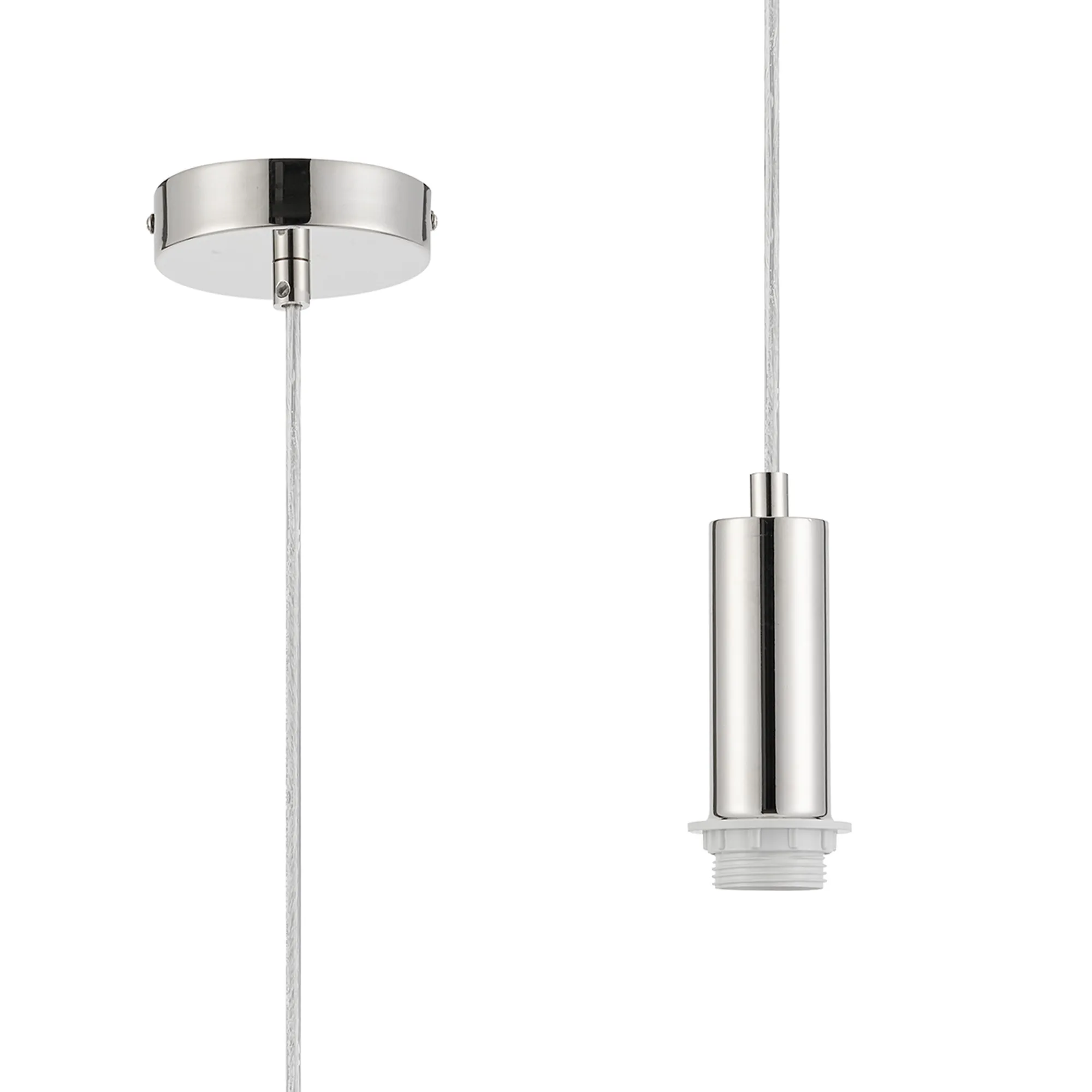 D1020PN  Wick 1.7m 1 Light Pendant, 1 x E27, Polished Nickel